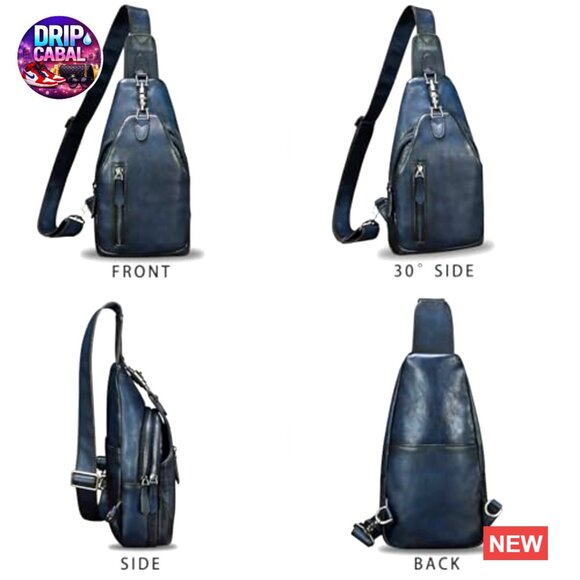 Genuine Leather Sling Backpack Crossbody Bag with Adjustable Strap - Picture 4 of 7